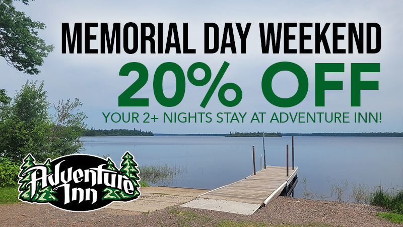 Memorial Day sale, 20% off at Adventure Inn.